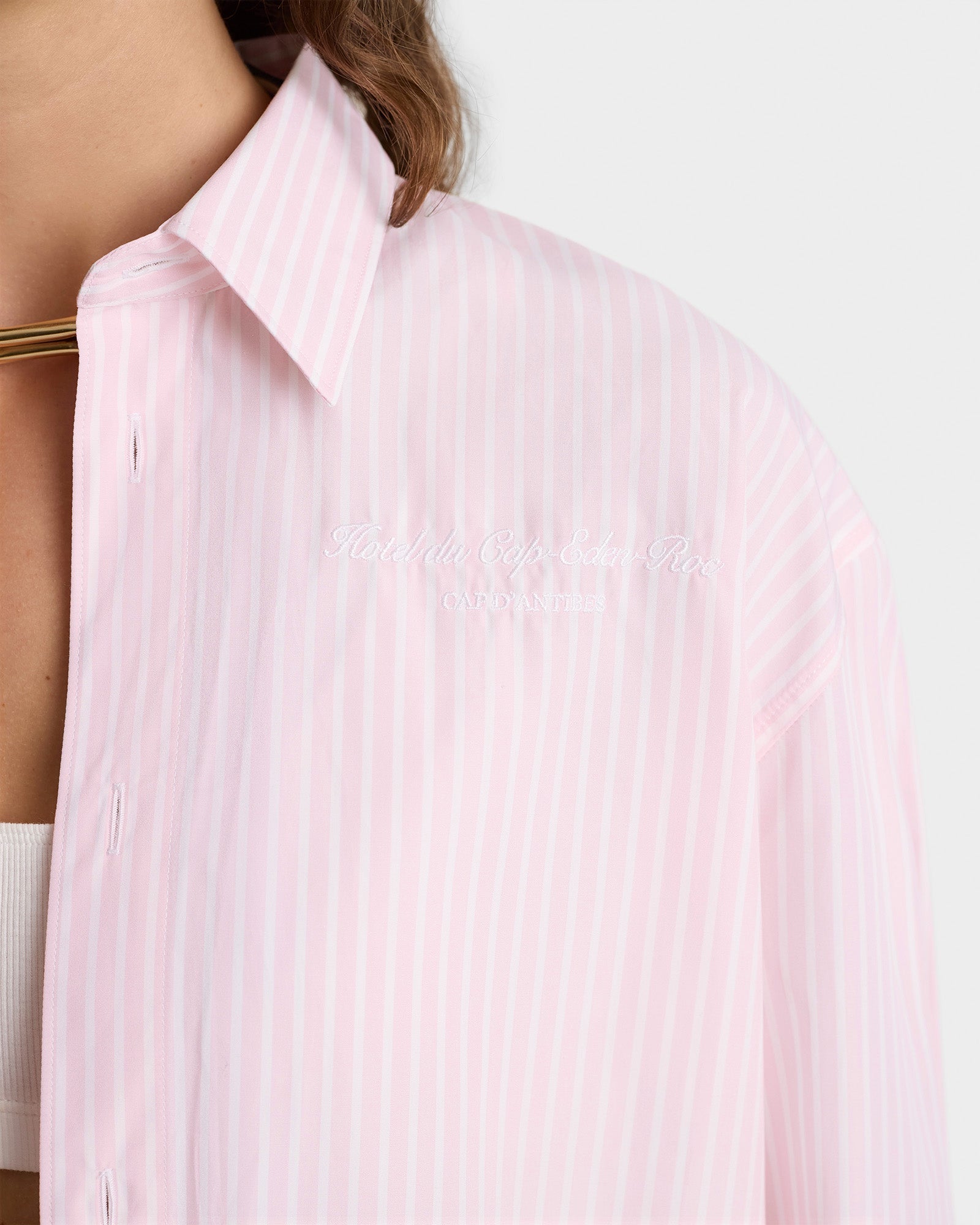 Chemise Eden Script oversize à rayures - Pink & White Stripe