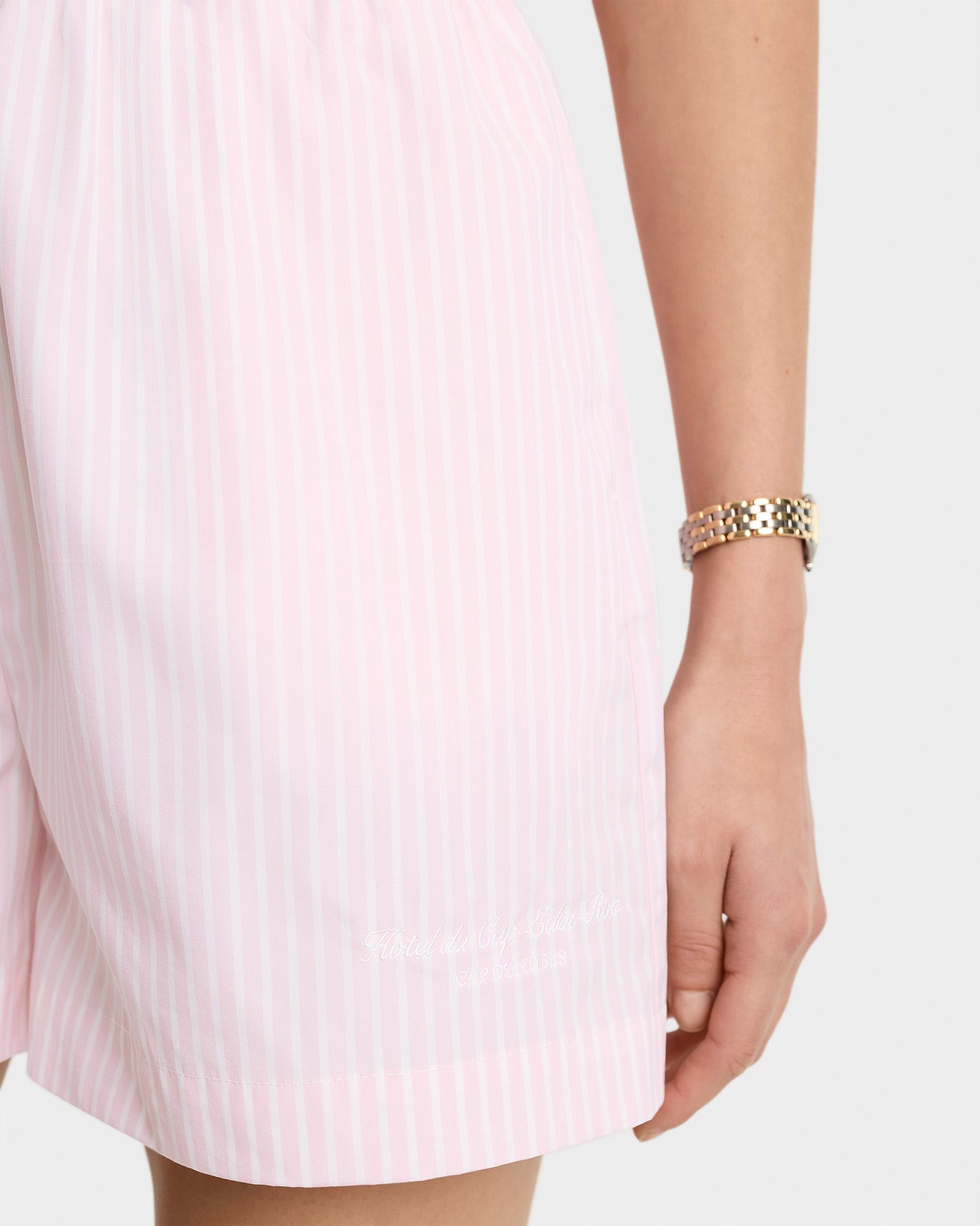 Short boxer Eden Script à rayures - Pink & White Stripe