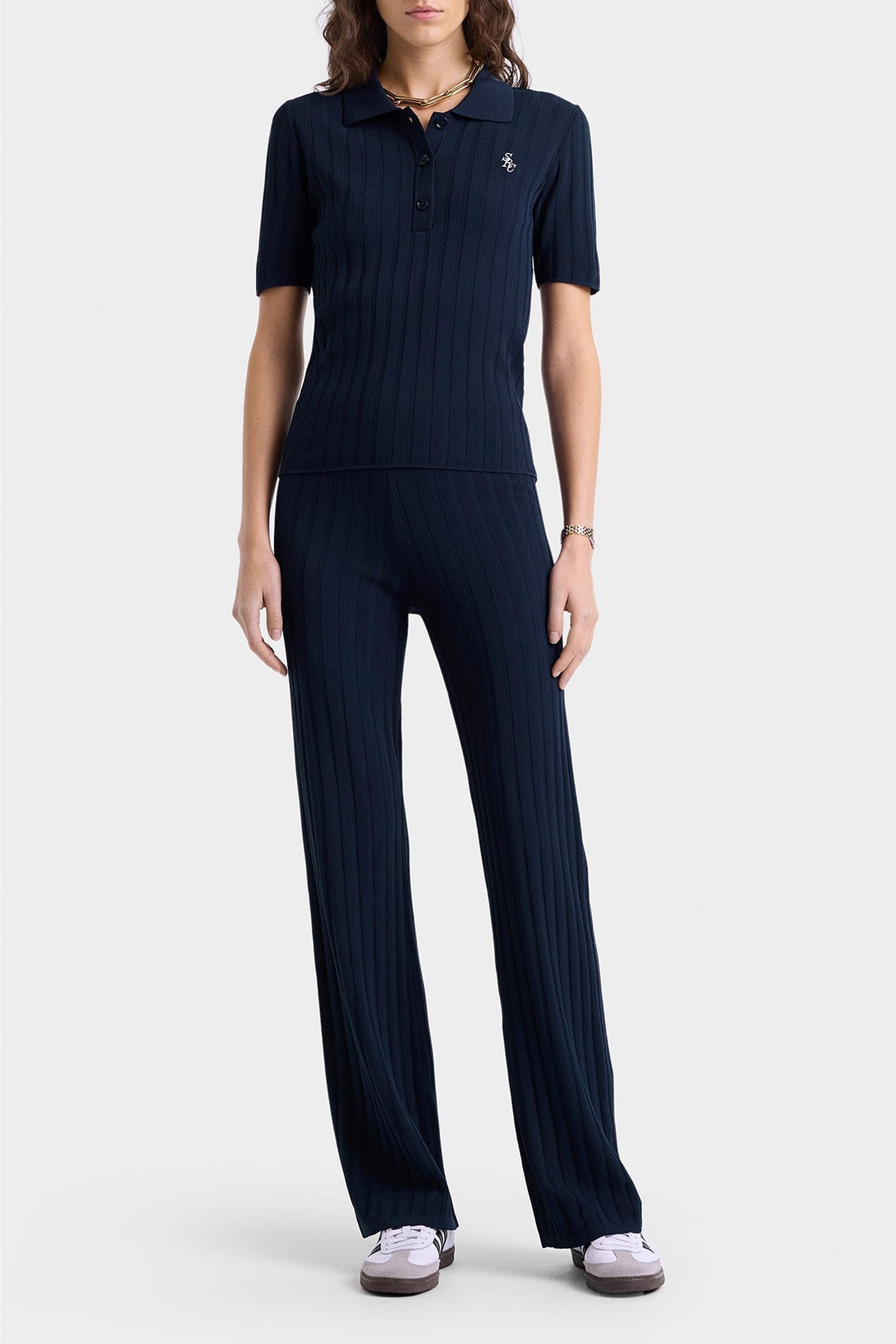 Polo SRC avec logo en maille - Dark Navy