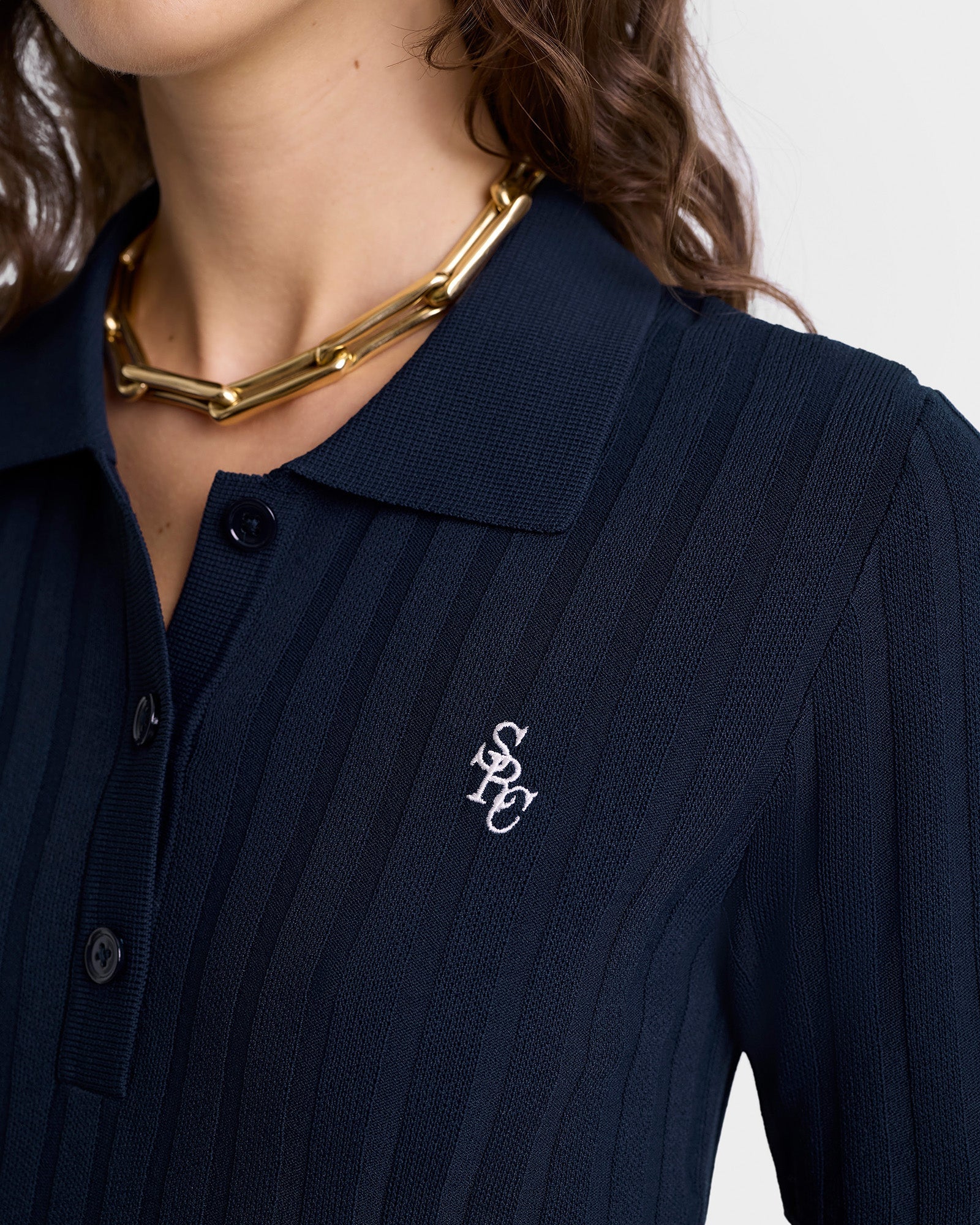 Polo SRC avec logo en maille - Dark Navy