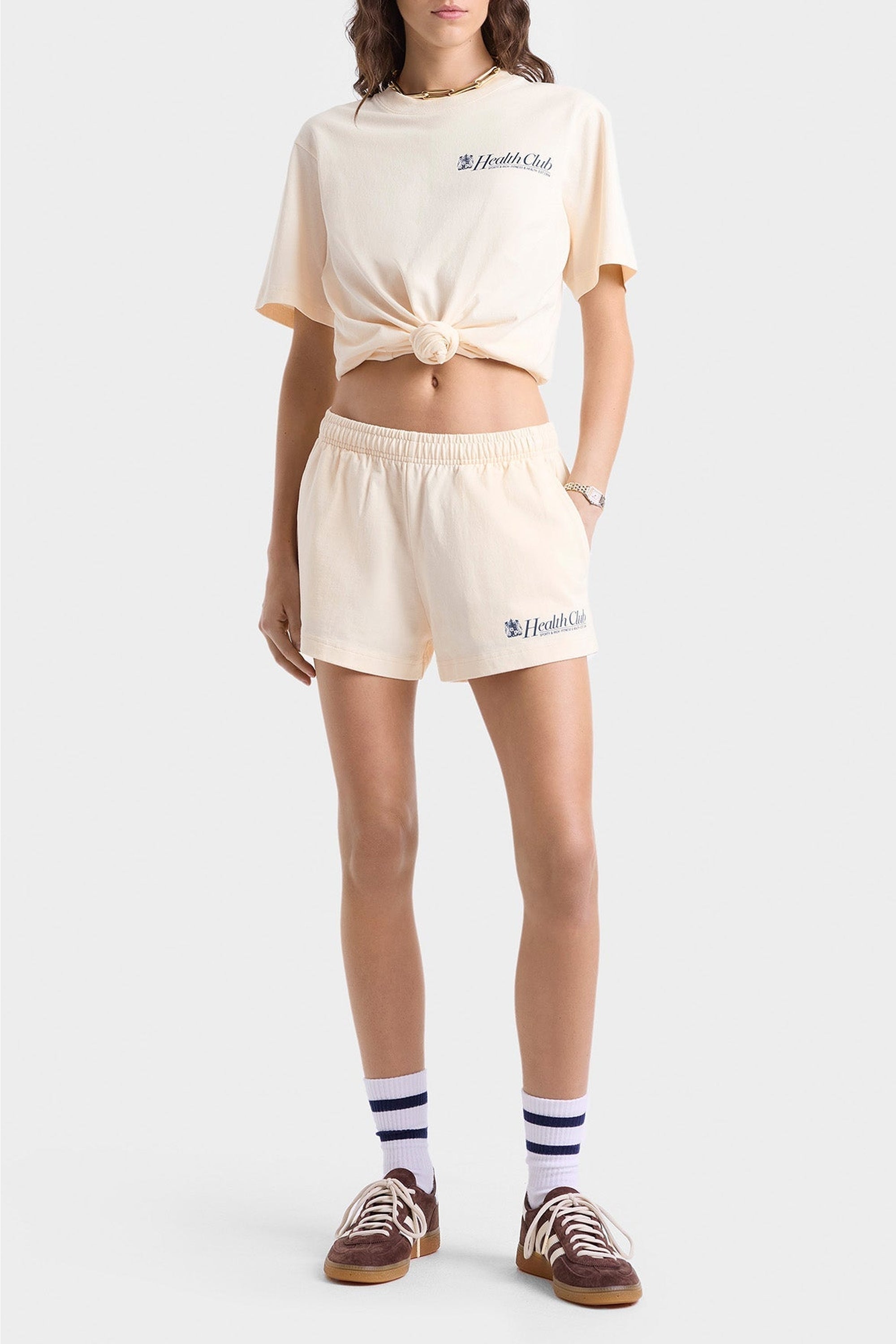 Short à poches avec impression - Cream