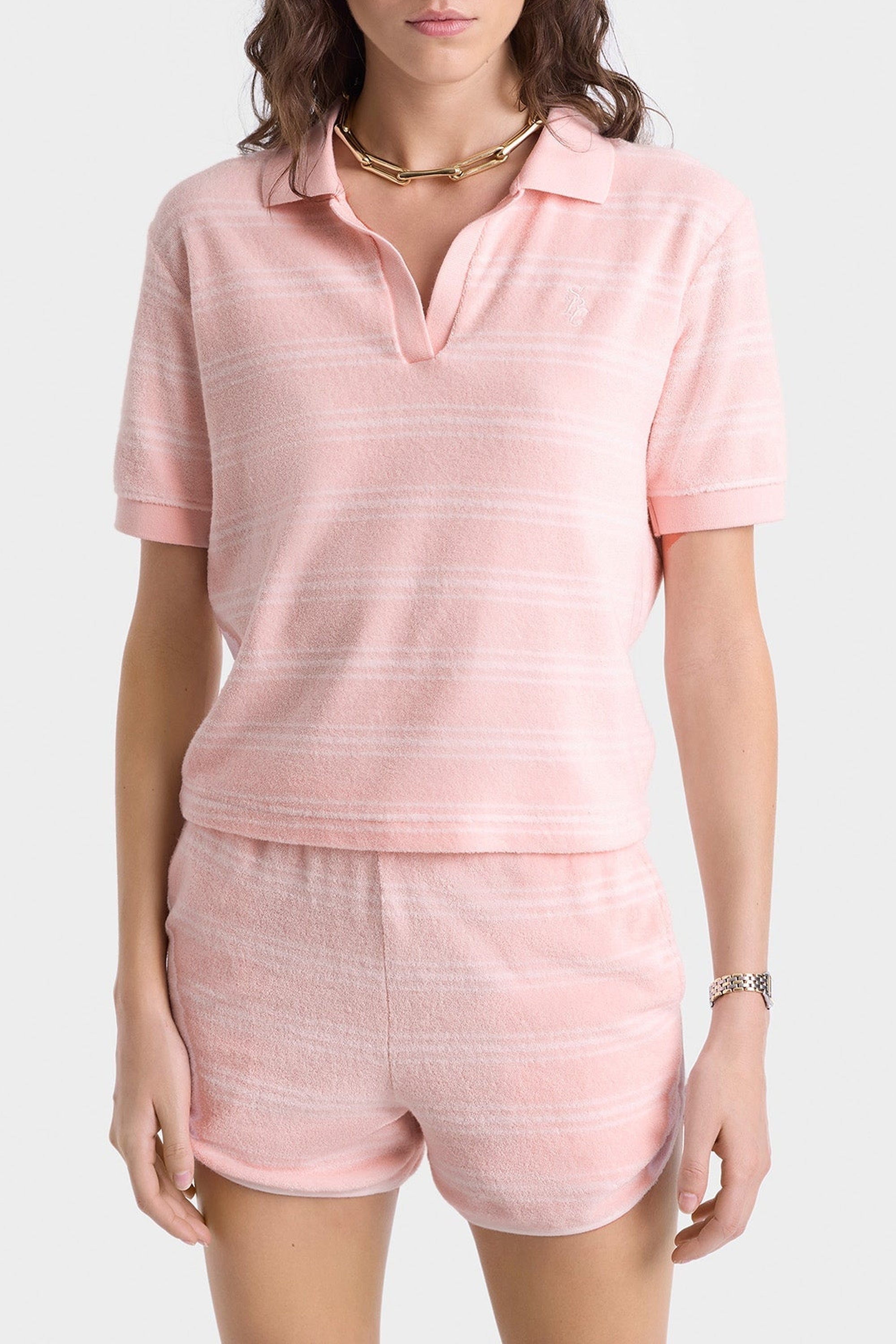 Polo SRC avec logo à rayures - Pink Striped