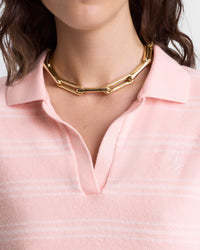 Polo SRC avec logo à rayures - Pink Striped