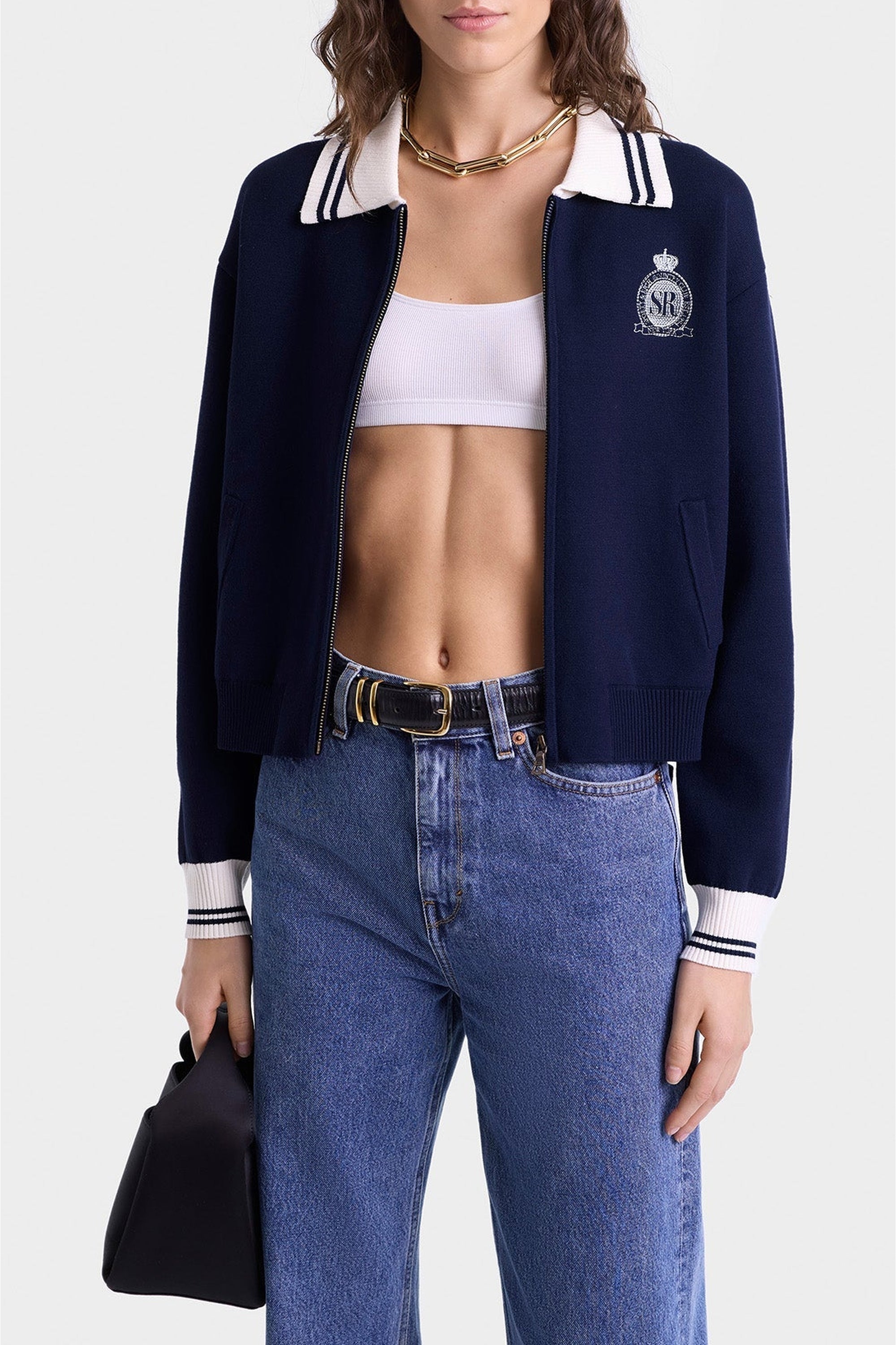 Cardigan à zip à poches - Dark Navy