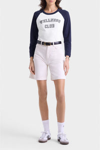 T-shirt Wellness Club à manches longues raglans - White & Dark Navy