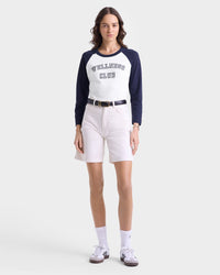 Wellness Club Baseball Tee - White & Navy
