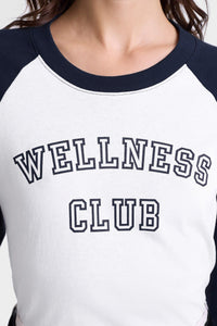 Wellness Club Baseball Tee - White & Navy