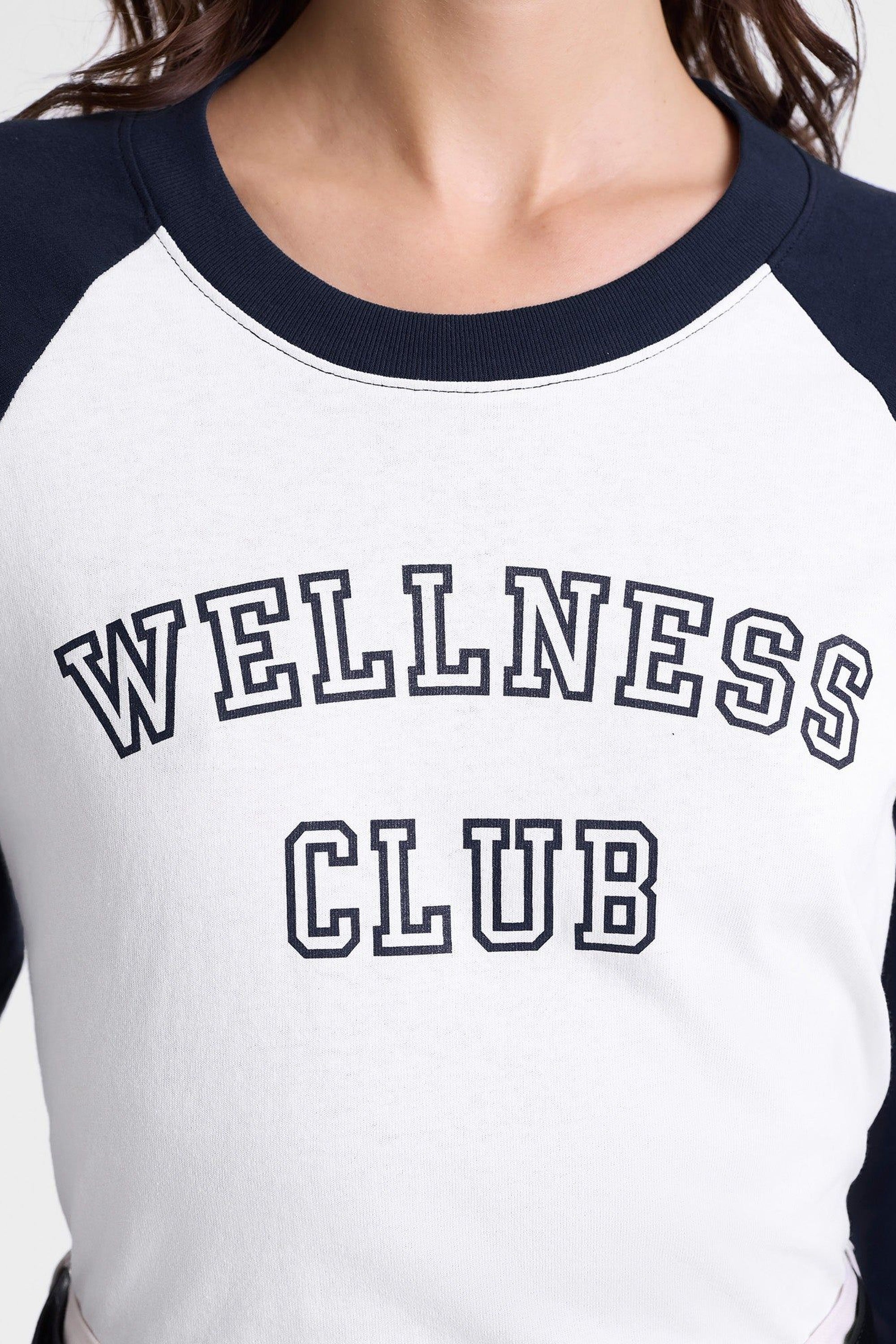 Wellness Club Baseball Tee - White & Navy