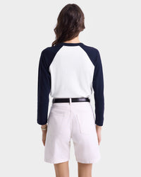 T-shirt Wellness Club à manches longues raglans - White & Dark Navy