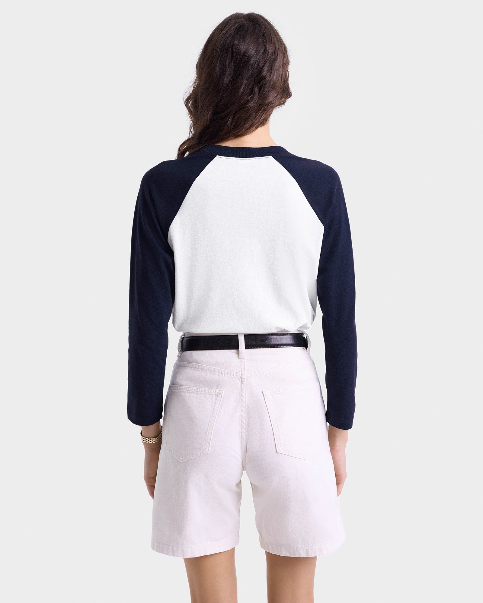 T-shirt Wellness Club à manches longues raglans - White & Dark Navy