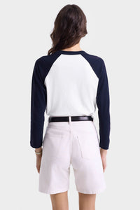 Wellness Club Baseball Tee - White & Navy