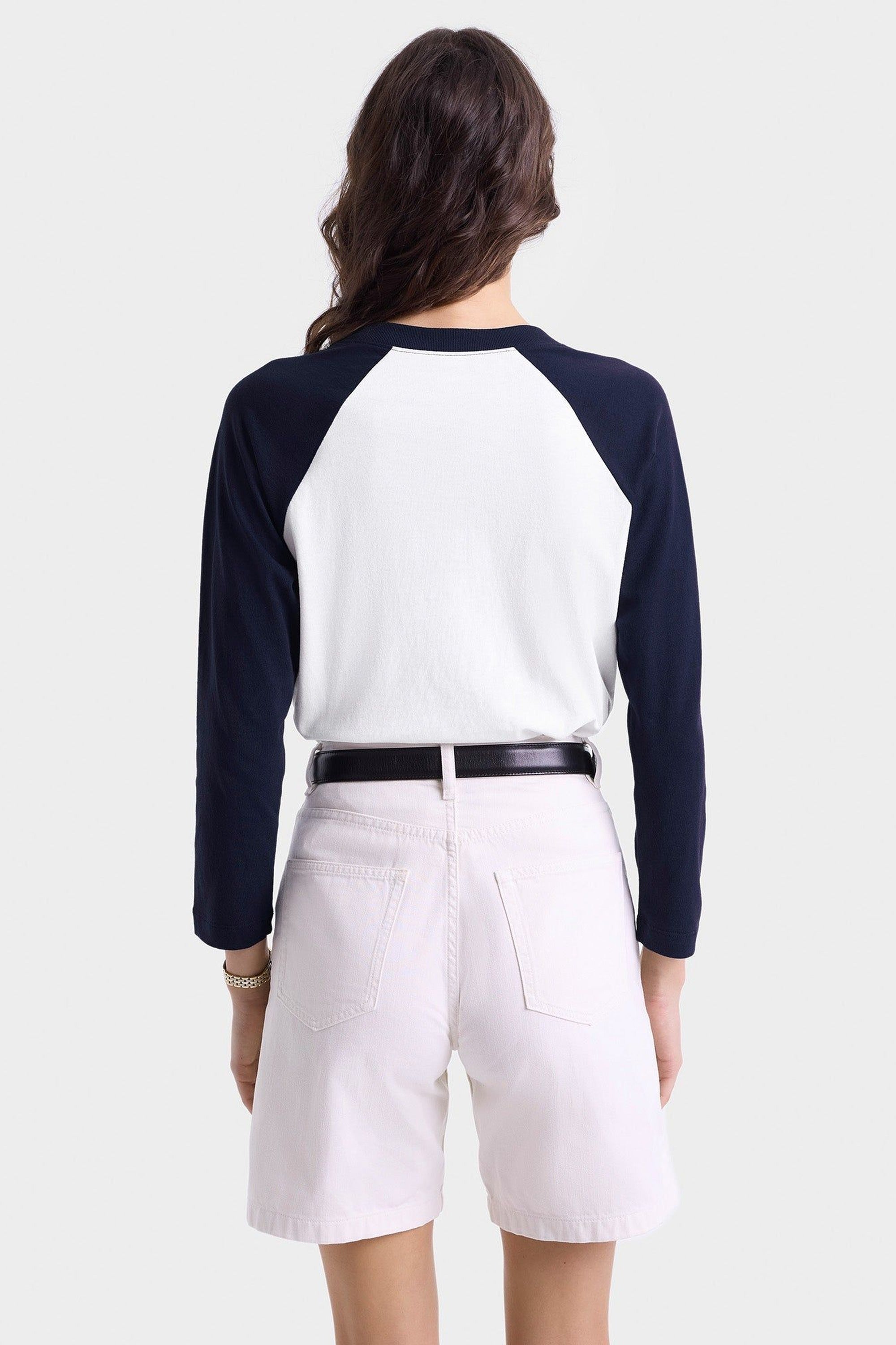 Wellness Club Baseball Tee - White & Navy
