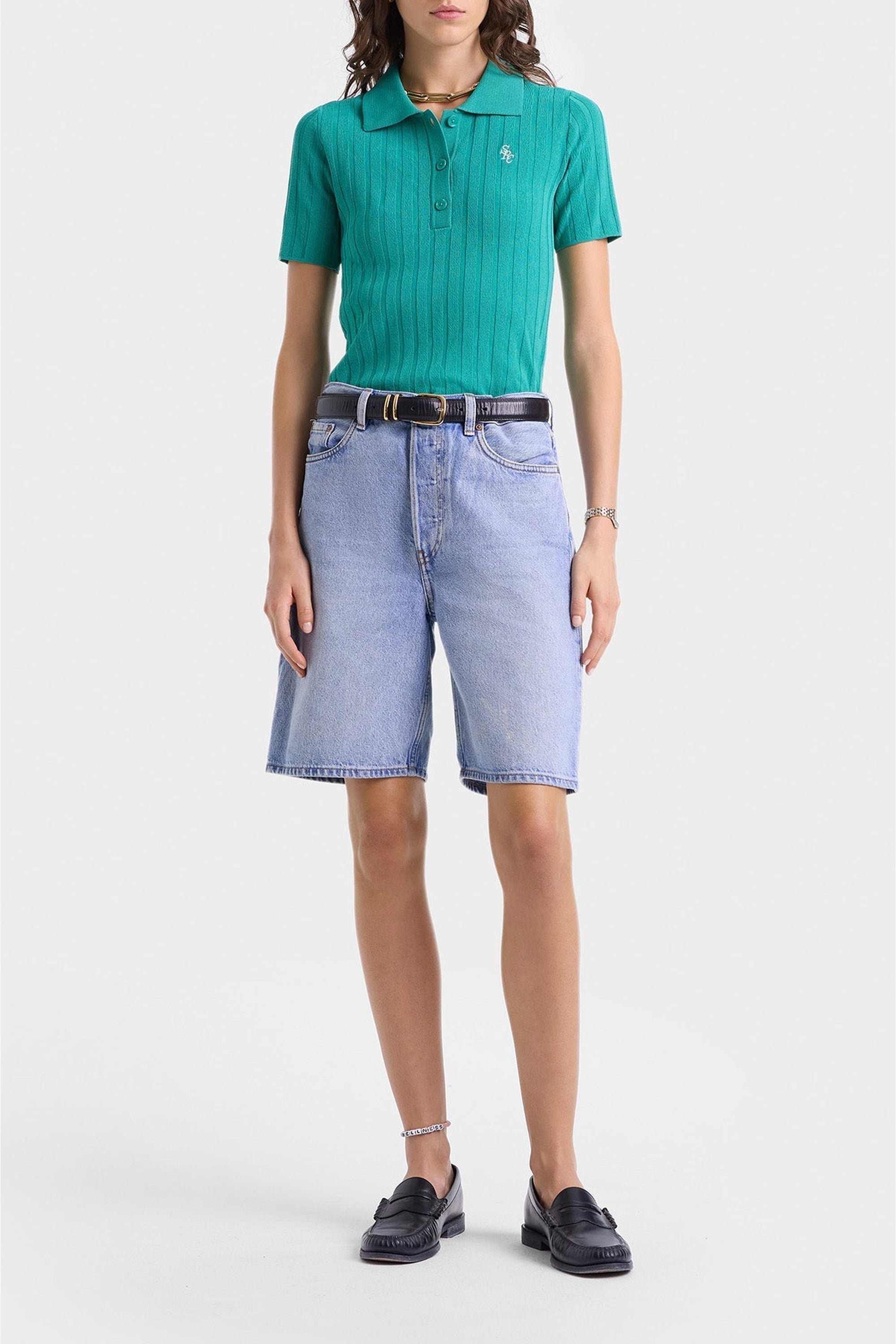 SRC polo shirt with mesh logo - Spring Green