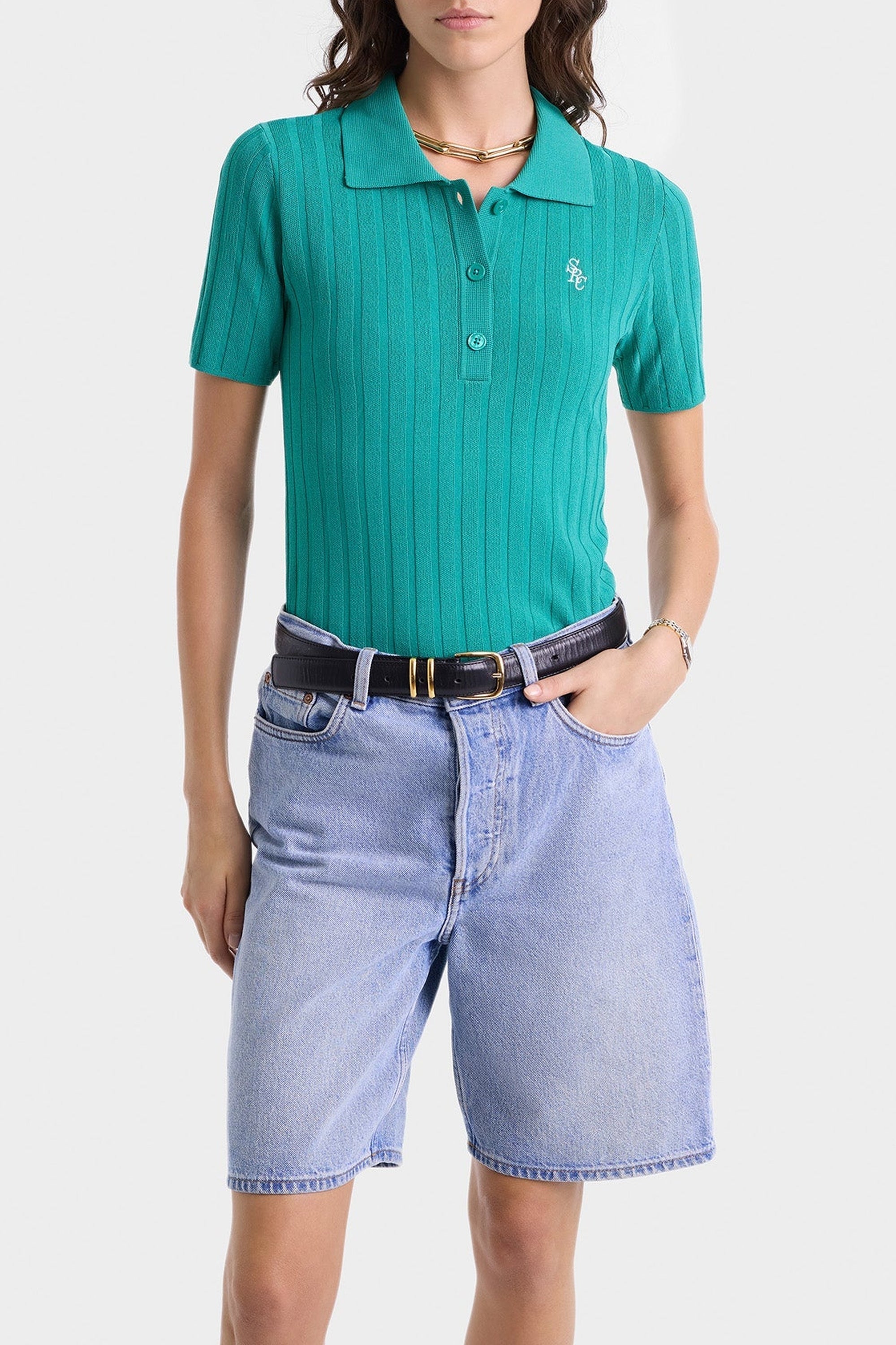 SRC polo shirt with mesh logo - Spring Green