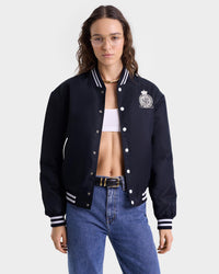 Royal Club Nylon Varsity Jacket - Navy & White