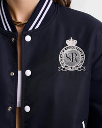 Royal Club Nylon Varsity Jacket - Navy & White