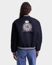 Royal Club Nylon Varsity Jacket - Navy & White