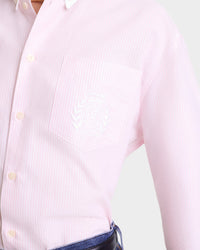 Chemise H&W Crest oversize à rayures - Pink & White Stripe