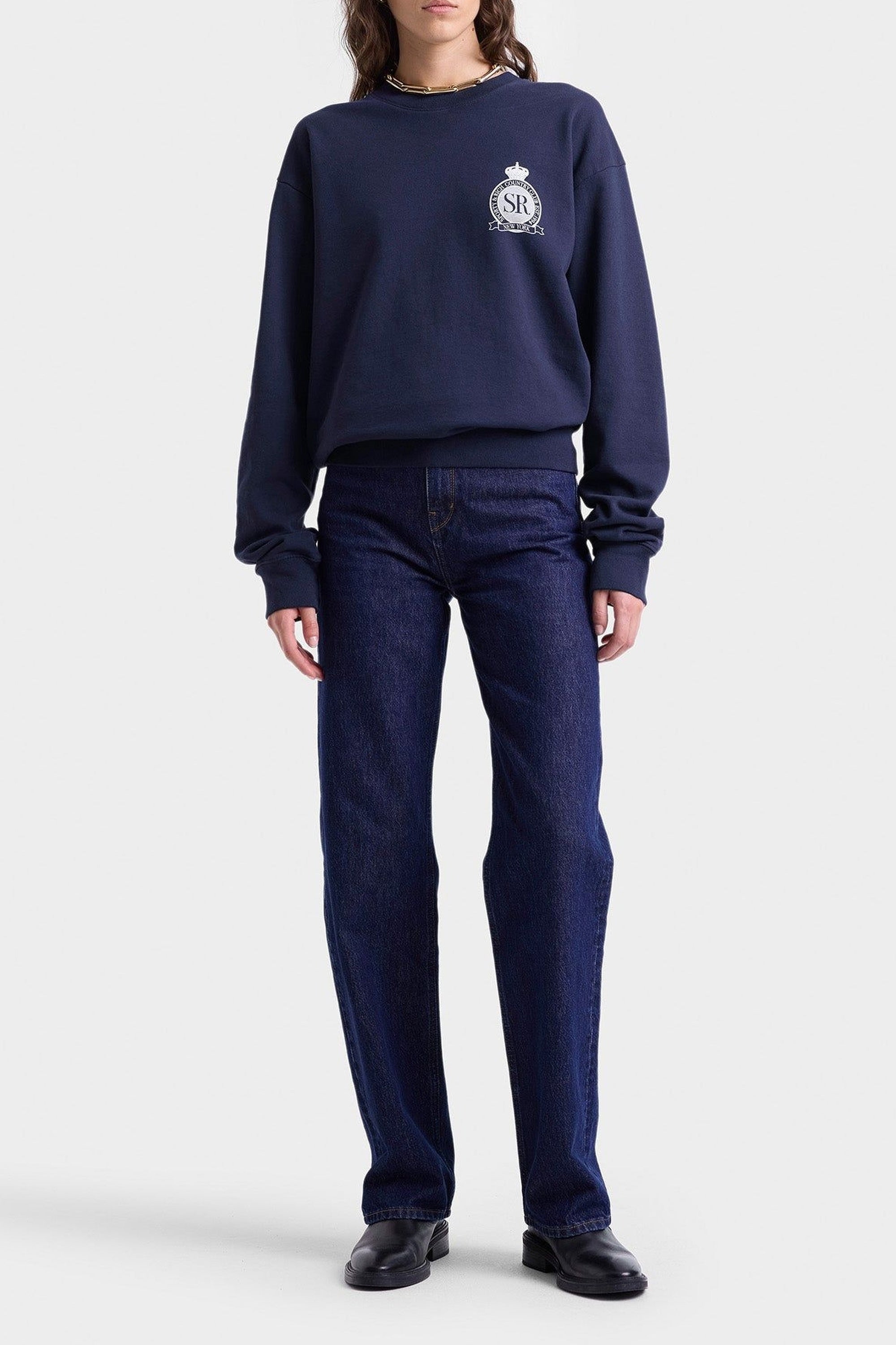 Royal Club Crewneck - Navy & White