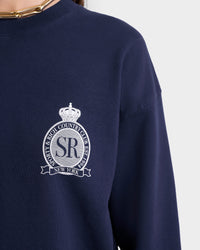 Royal Club Crewneck - Navy & White