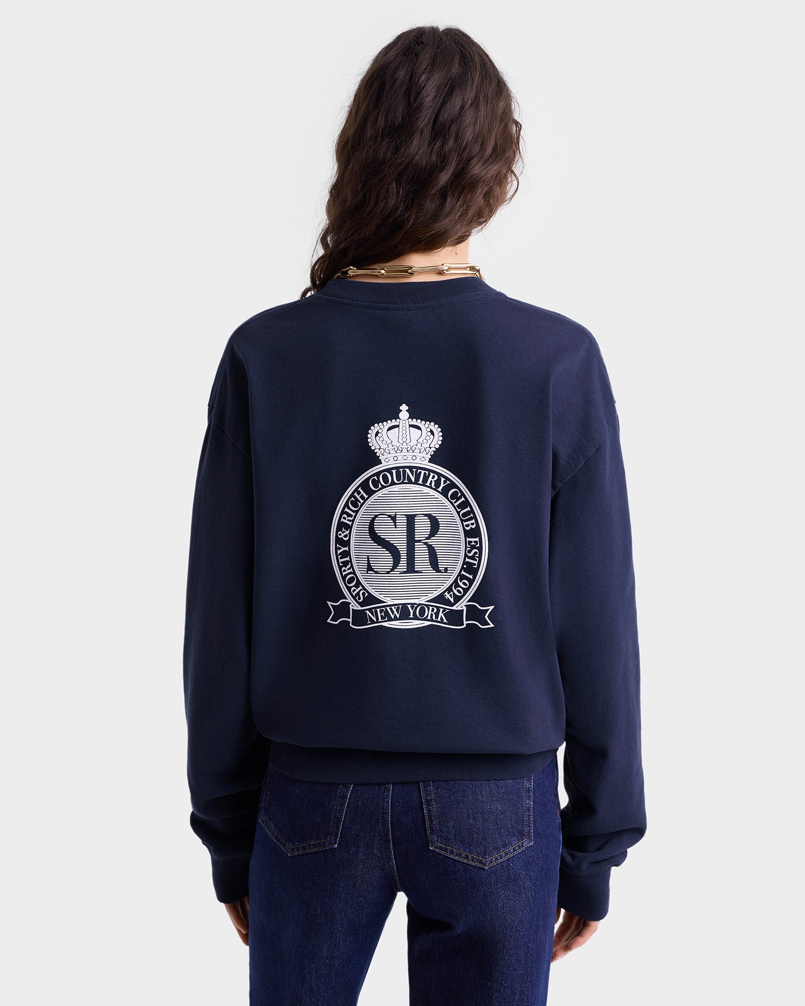Royal Club Crewneck - Navy & White