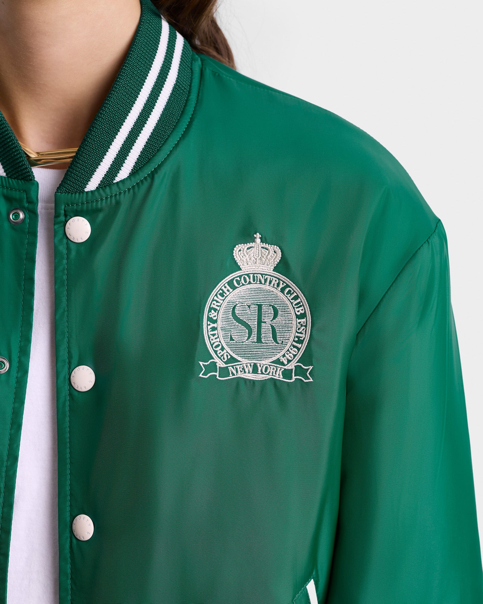 Veste bomber Varsity en satin - Spring Green