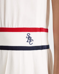 Robe courte SRC sans manches plissée - White & Navy & Red
