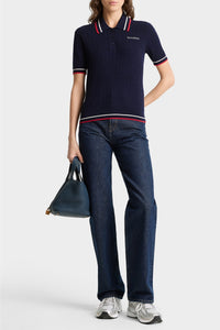 Script polo shirt with logo - Navy & White & Ruby