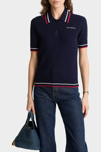 Script polo shirt with logo - Navy & White & Ruby