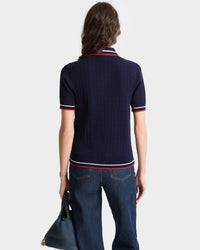 Script polo shirt with logo - Navy & White & Ruby