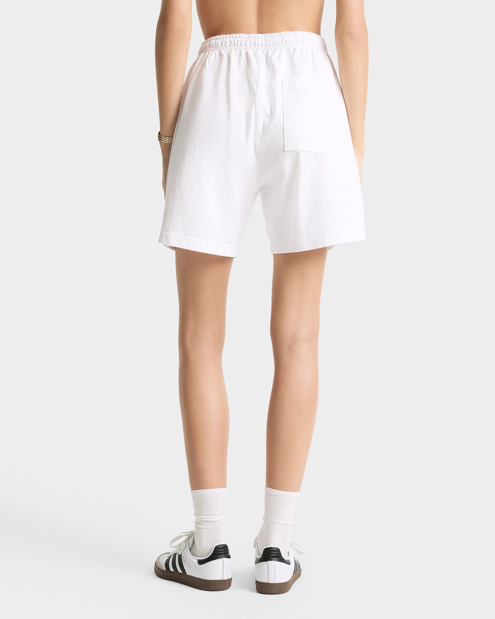 Short Made In USA à taille élastique - White