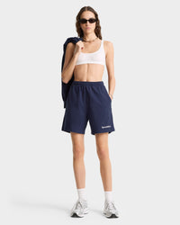 Serif Logo Gym Short - Navy & White