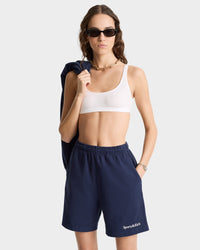 Serif Logo Gym Short - Navy & White