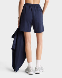 Serif Logo Gym Short - Navy & White