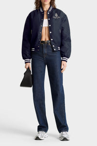 Vendome Nylon Varsity Jacket - Navy & White