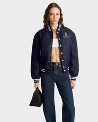 Vendome Nylon Varsity Jacket - Navy & White