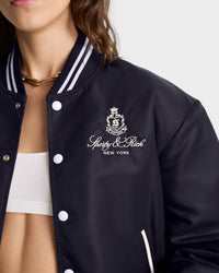 Vendome Nylon Varsity Jacket - Navy & White
