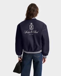Vendome Nylon Varsity Jacket - Navy & White