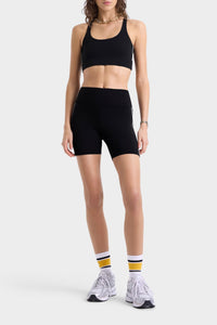 Short cycliste à liseré et surpiqûres - Black