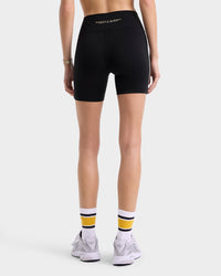 Short cycliste à liseré et surpiqûres - Black