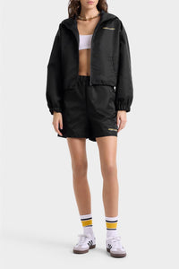 Veste coupe-vente à capuche Bold Health en satin - Black