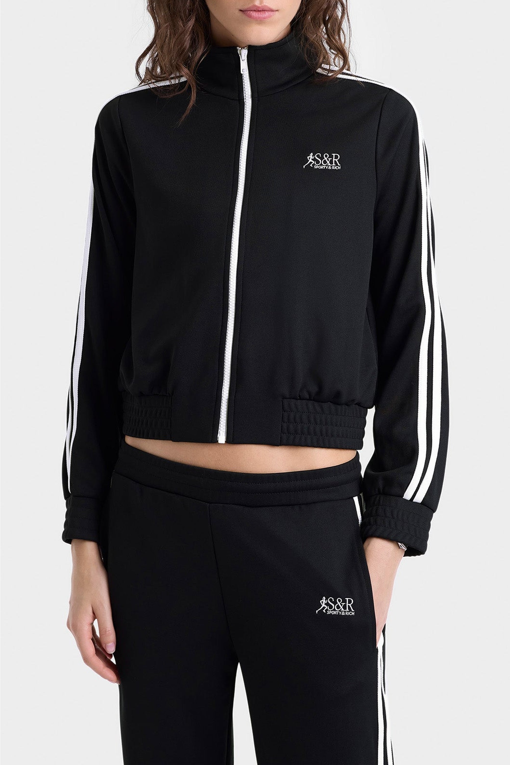 Gilet zippé à rayures - Black