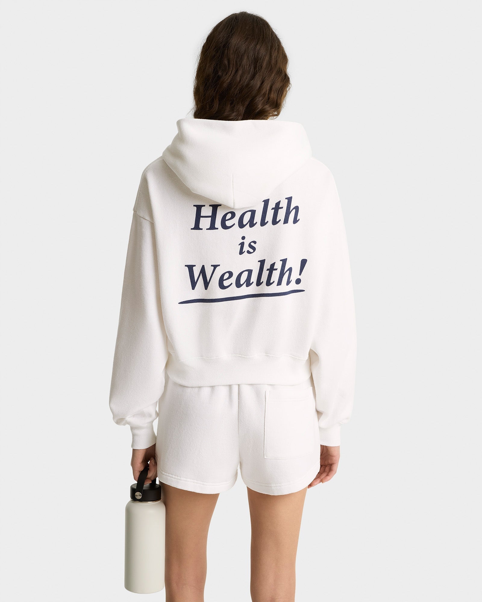 Sweat à capuche court Health Is Weal - White