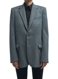 Single Breasted Blazer Flannel - Charcoal