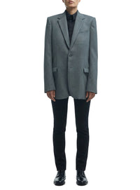 Single Breasted Blazer Flannel - Charcoal