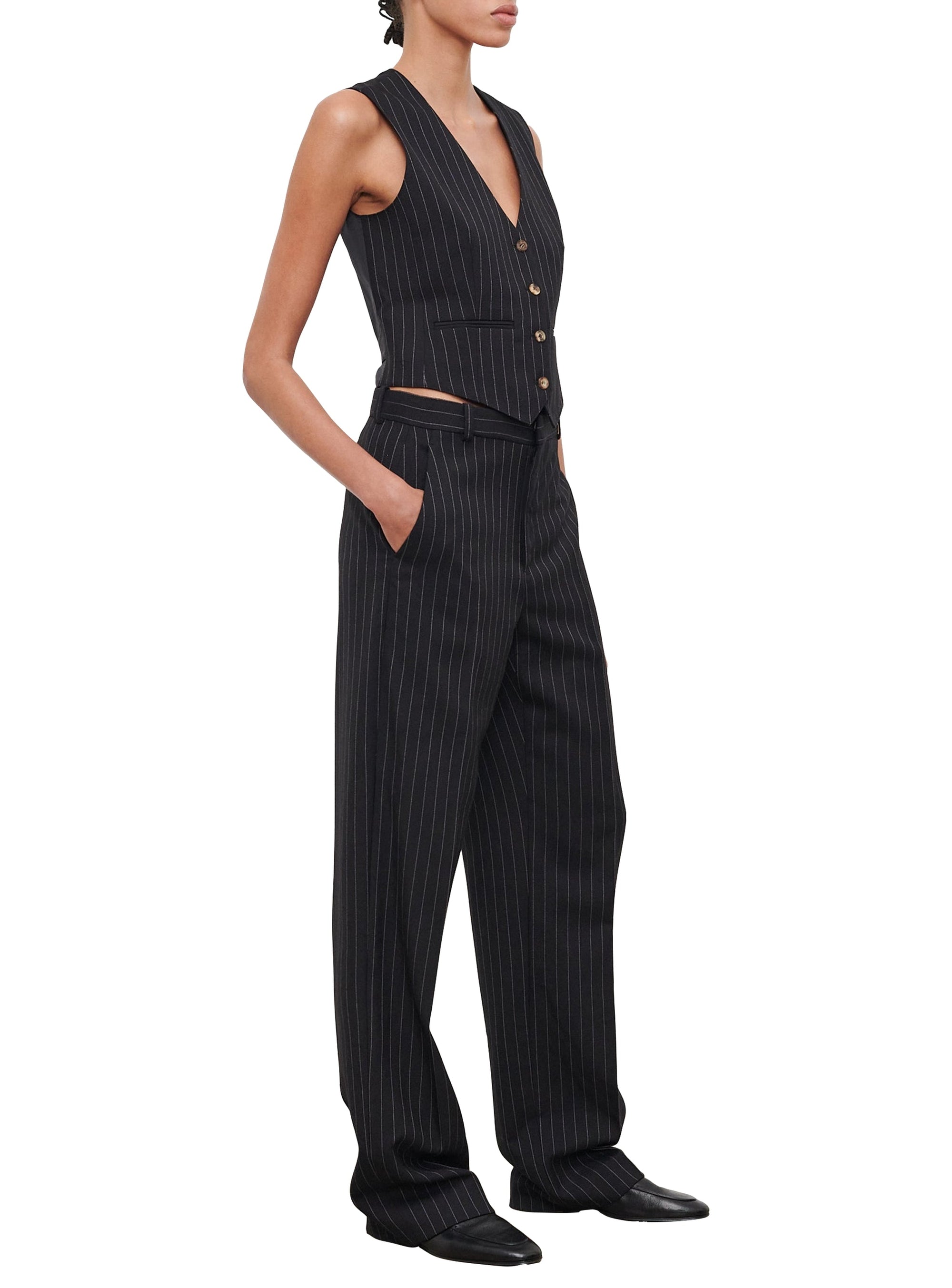 Waistcoat - Black Pinstripe