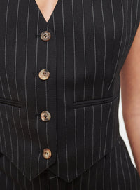 Waistcoat - Black Pinstripe