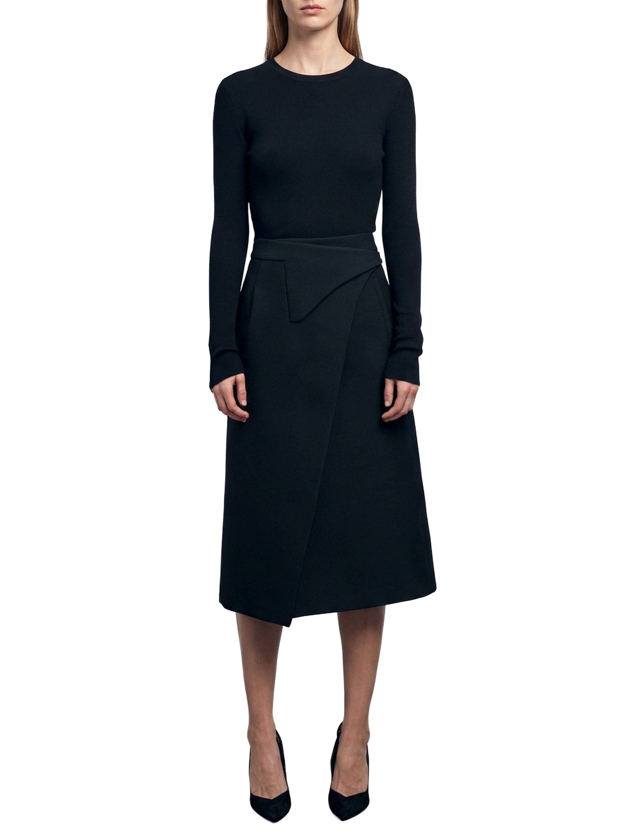 Wrap Skirt Midi - Black