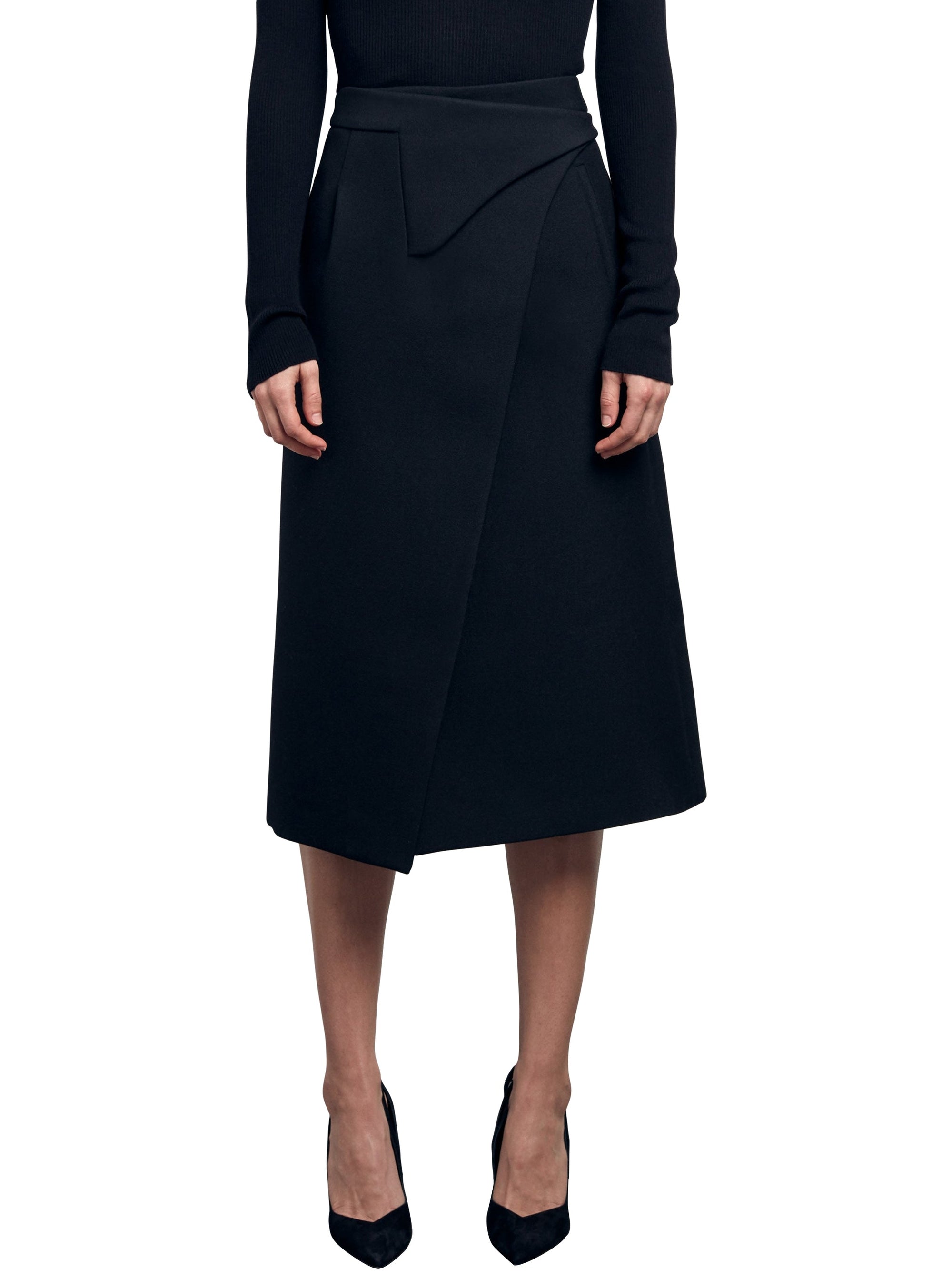 Wrap Skirt Midi - Black