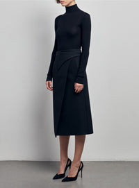 Wrap Skirt Midi - Black